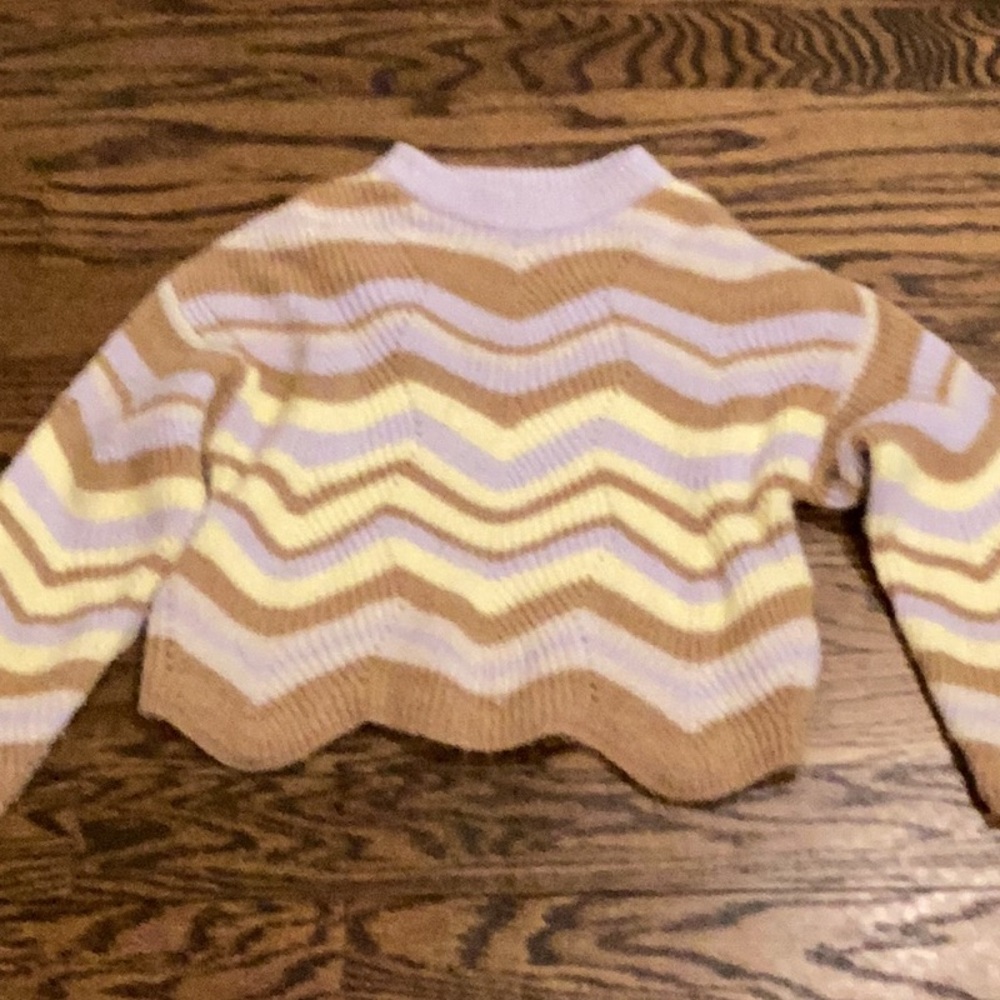 Zara Chevron Sweater in Brown, Cream, and Lavender